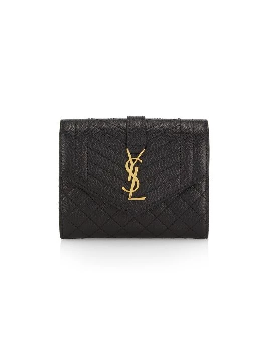 Saint Laurent Gaby Compact Quilted Leather Tri-Fold Wallet 3 Saint Laurent Gaby Compact Quilted Leather Tri-Fold Wallet
