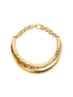 Saint Laurent Geometric Moon Metal Necklace