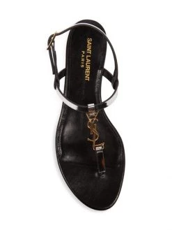 Saint Laurent Cassandra Iota Metallic Leather Slingback Thong Sandals -Saint Laurent Sales Store unnamed file 2972