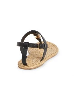 Saint Laurent Cassandra Strappy Leather Raffia T-Strap Sandals -Saint Laurent Sales Store unnamed file 2976