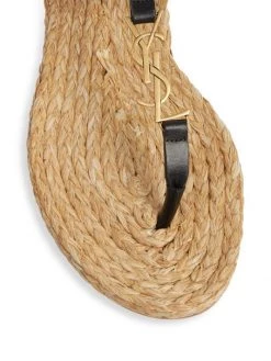 Saint Laurent Cassandra Strappy Leather Raffia T-Strap Sandals -Saint Laurent Sales Store unnamed file 2977