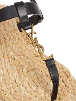 Saint Laurent Cassandra Strappy Leather Raffia T-Strap Sandals -Saint Laurent Sales Store unnamed file 2979