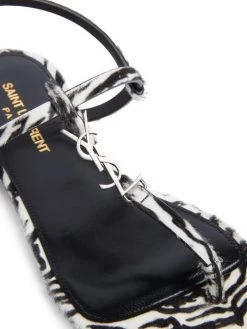 Saint Laurent Zebra-Print Calf Hair Logo Sandals -Saint Laurent Sales Store unnamed file 2991