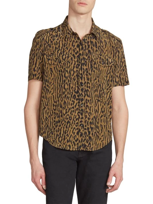 Saint Laurent Leopard Silk Button-Up Shirt For Men 5 Saint Laurent Leopard Silk Button-Up Shirt For Men - Image 3