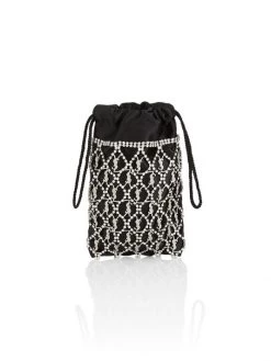 Saint Laurent Le Monogramme Crystal-Embellished Satin Drawstring Pouch