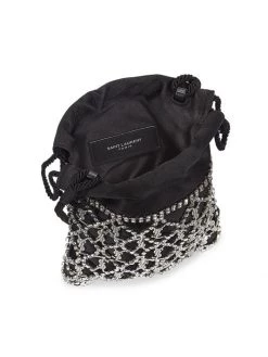 Saint Laurent Le Monogramme Crystal-Embellished Satin Drawstring Pouch -Saint Laurent Sales Store unnamed file 3013