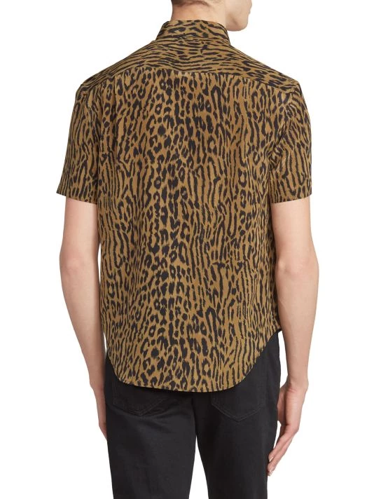 Saint Laurent Leopard Silk Button-Up Shirt For Men 7 Saint Laurent Leopard Silk Button-Up Shirt For Men - Image 5