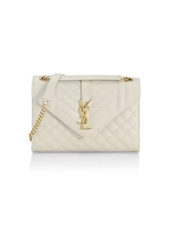 Saint Laurent Medium Envelope Monogram Matelassé Leather Shoulder Bag Fog -Saint Laurent Sales Store unnamed file 3032