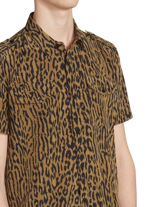 Saint Laurent Leopard Silk Button-Up Shirt For Men 8 Saint Laurent Leopard Silk Button-Up Shirt For Men - Image 6