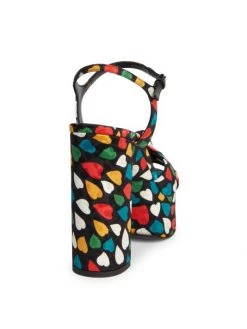 Saint Laurent Bianca Heart-Print Silk Platform Sandals -Saint Laurent Sales Store unnamed file 3086