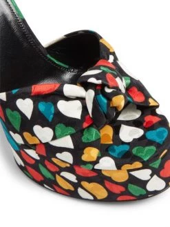 Saint Laurent Bianca Heart-Print Silk Platform Sandals -Saint Laurent Sales Store unnamed file 3089