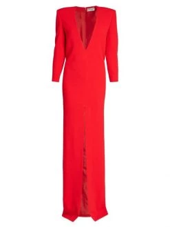 Saint Laurent V-Neck Crepe Maxi Dress