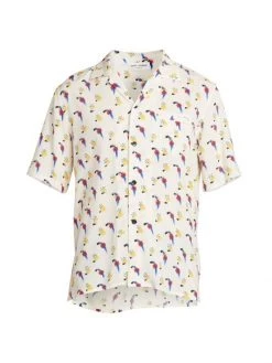 Saint Laurent Abstract Print Shark Collar Shirt For Men