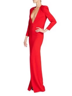 Saint Laurent V-Neck Crepe Maxi Dress -Saint Laurent Sales Store unnamed file 3111