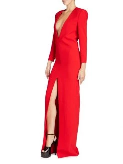 Saint Laurent V-Neck Crepe Maxi Dress -Saint Laurent Sales Store unnamed file 3114