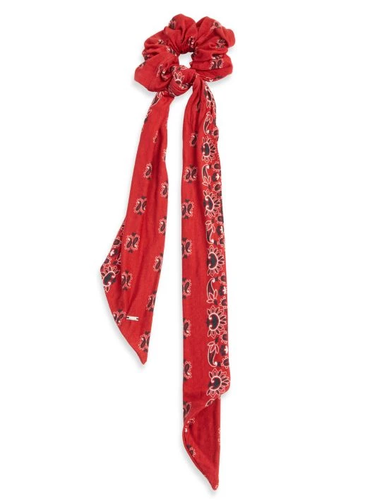 Saint Laurent Bandana-Print Scrunchie 6478 Red Ivory 3 Saint Laurent Bandana-Print Scrunchie 6478 Red Ivory