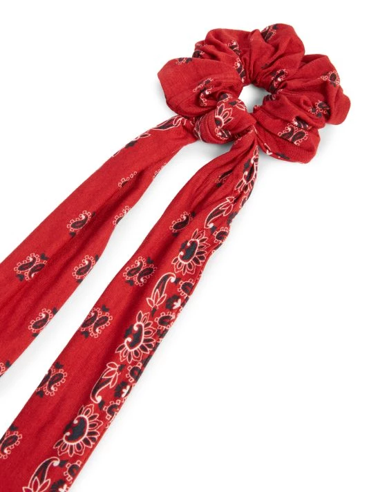 Saint Laurent Bandana-Print Scrunchie 6478 Red Ivory 4 Saint Laurent Bandana-Print Scrunchie 6478 Red Ivory - Image 2