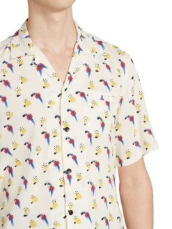 Saint Laurent Abstract Print Shark Collar Shirt For Men -Saint Laurent Sales Store unnamed file 316