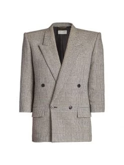 Saint Laurent Glen Check Double-Breasted Jacket