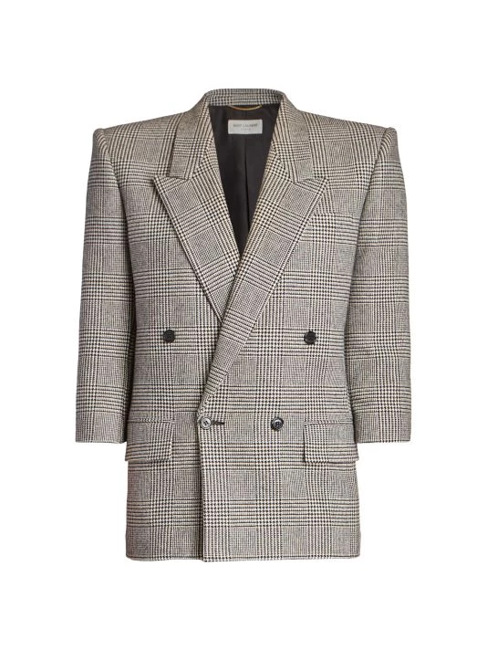 Saint Laurent Glen Check Double-Breasted Jacket 3 Saint Laurent Glen Check Double-Breasted Jacket