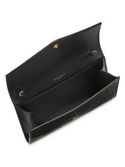 Saint Laurent Logo Croc-Embossed Leather V-Flap Pouch-On-Chain -Saint Laurent Sales Store unnamed file 3174