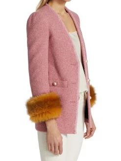 Saint Laurent Tweed Wool-Blend Jacket -Saint Laurent Sales Store unnamed file 3186