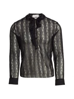 Saint Laurent Ruffled Silk & Lace Chemise For Men