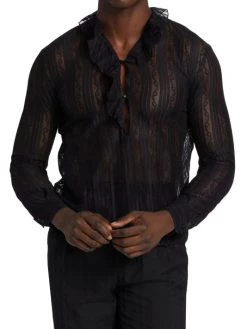 Saint Laurent Ruffled Silk & Lace Chemise For Men 11 Saint Laurent Ruffled Silk & Lace Chemise For Men -Saint Laurent Sales Store unnamed file 3192
