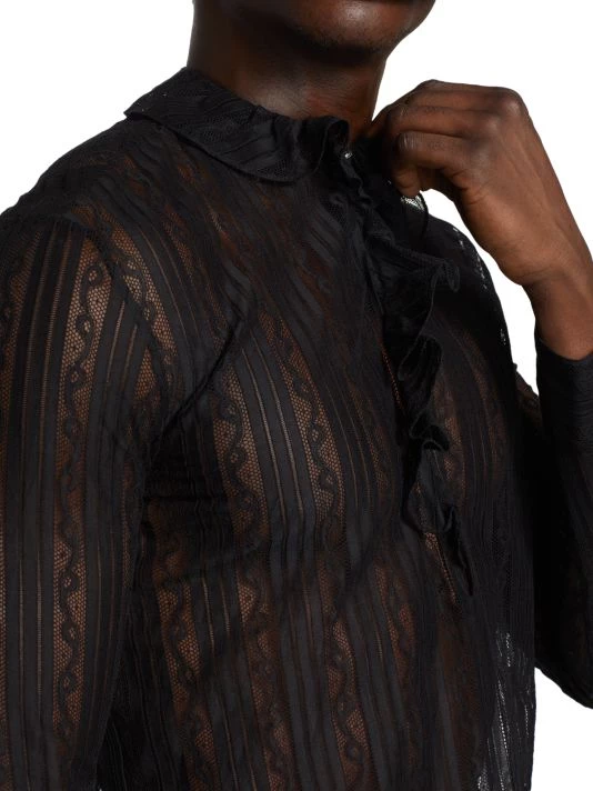 Saint Laurent Ruffled Silk & Lace Chemise For Men 8 Saint Laurent Ruffled Silk & Lace Chemise For Men - Image 6