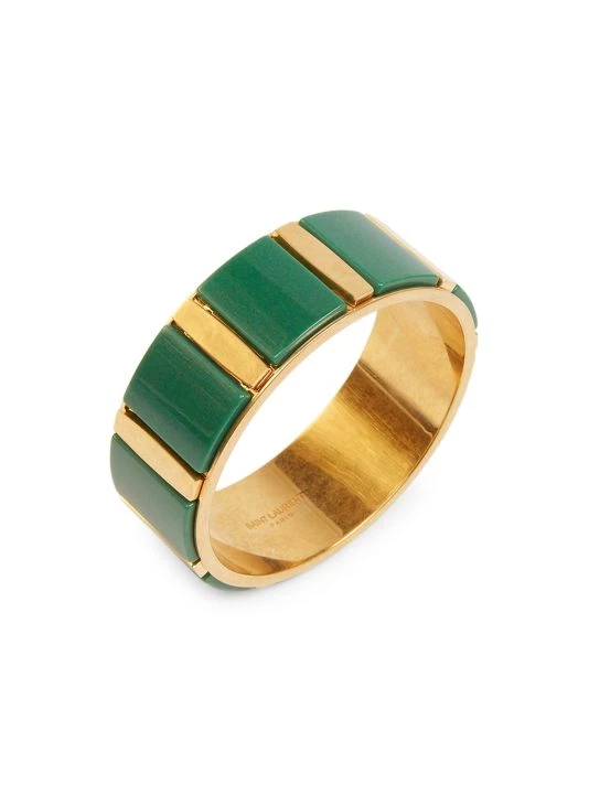 Saint Laurent Goldtone Geometric Domino Bangle 3 Saint Laurent Goldtone Geometric Domino Bangle