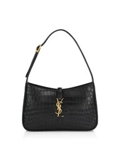 Saint Laurent Croc-Embossed Leather Hobo Bag