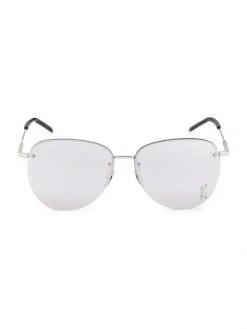Saint Laurent Monogram Pin 61MM Pilot Sunglasses