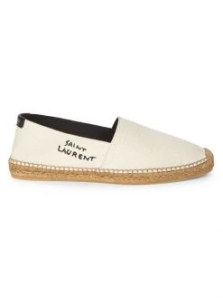 Saint Laurent Signature Canvas Espadrilles For Men Noir Ecru