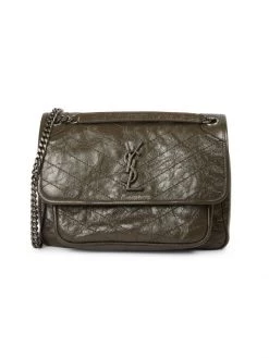 Saint Laurent Medium Niki Leather Shoulder Bag Pebble