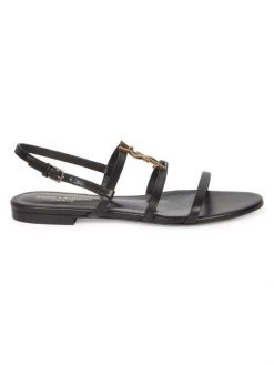 Saint Laurent Cassandra Leather Slingback Sandals Nero -Saint Laurent Sales Store unnamed file 3425