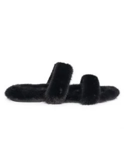 Saint Laurent Bleach Mink Fur Slides For Men