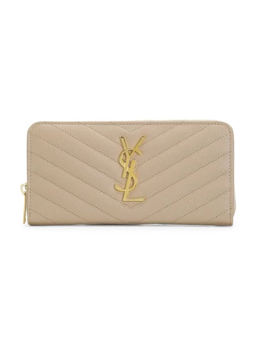 Saint Laurent Monogram Matelassé Leather Zip-Around Wallet Dark Beige 8 Saint Laurent Monogram Matelassé Leather Zip-Around Wallet Dark Beige - Image 6