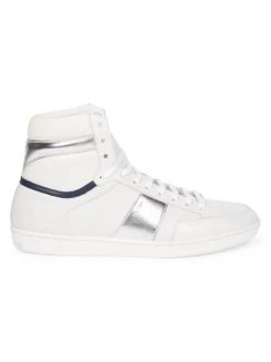 Saint Laurent Court Classic Leather High-Top Sneakers For Men