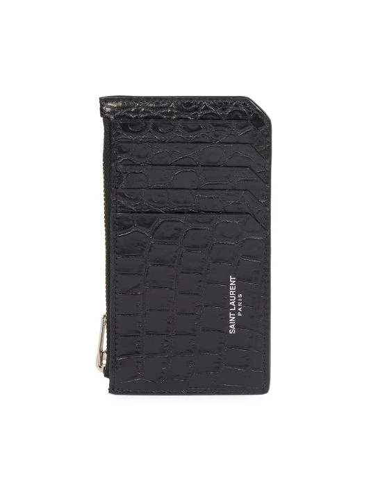 Saint Laurent Croc-Embossed Leather Card Holder For Men 5 Saint Laurent Croc-Embossed Leather Card Holder For Men - Image 3