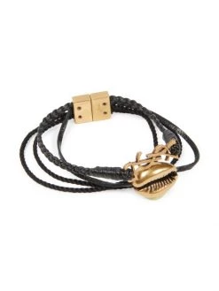 Saint Laurent Goldtone & Leather Multi-Strap Bracelet
