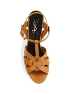 Saint Laurent Tribute 75MM Leather Platform Sandals Cognac -Saint Laurent Sales Store unnamed file 3576