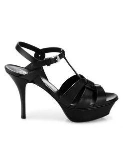 Saint Laurent Tribute 75MM Leather Platform Sandals Cognac -Saint Laurent Sales Store unnamed file 3578