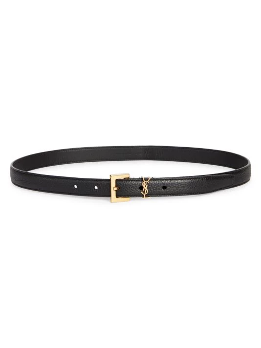 Saint Laurent Monogram Leather Belt Bianco Crema 1 Saint Laurent Monogram Leather Belt Bianco Crema