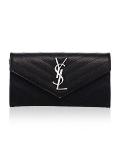 Saint Laurent Large Monogram Matelassé Leather Flap Wallet