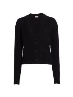 Saint Laurent Sequin Logo Cashmere Cardigan