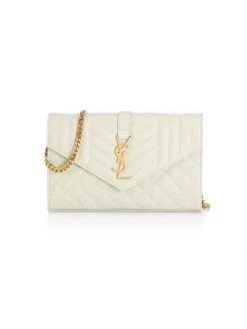 Saint Laurent Envelope Monogram Matelassé Leather Wallet-On-Chain Nero