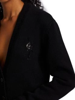 Saint Laurent Sequin Logo Cashmere Cardigan -Saint Laurent Sales Store unnamed file 368