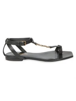 Saint Laurent Cassandra Leather Toe-Loop Sandals