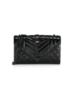 Saint Laurent Small Envelope Monogram Matelassé Patent Leather Shoulder Bag