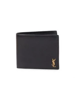 Saint Laurent Tiny Monogram East/West Leather Wallet For Men